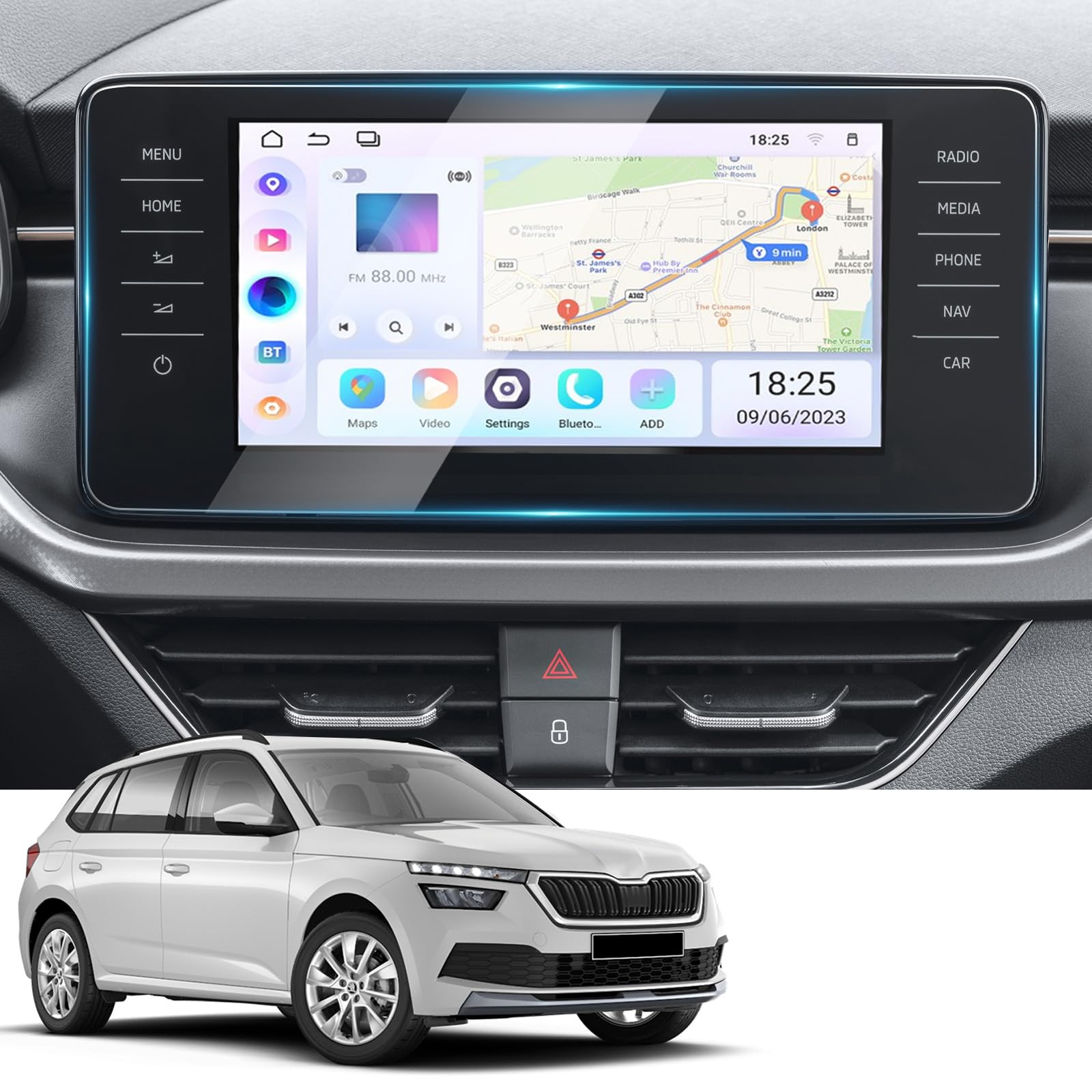 YEE PIN Compatible with Skoda Kamiq Skoda Scala 2020 2021-2023 Navigation Protective Film GPS Screen Protector Sat Nav Film Tempered Glass Protection Scratch-Resistant 9.2 Inches