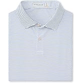 PETER MILLAR Men's White Featherweight Stripe Polo Large