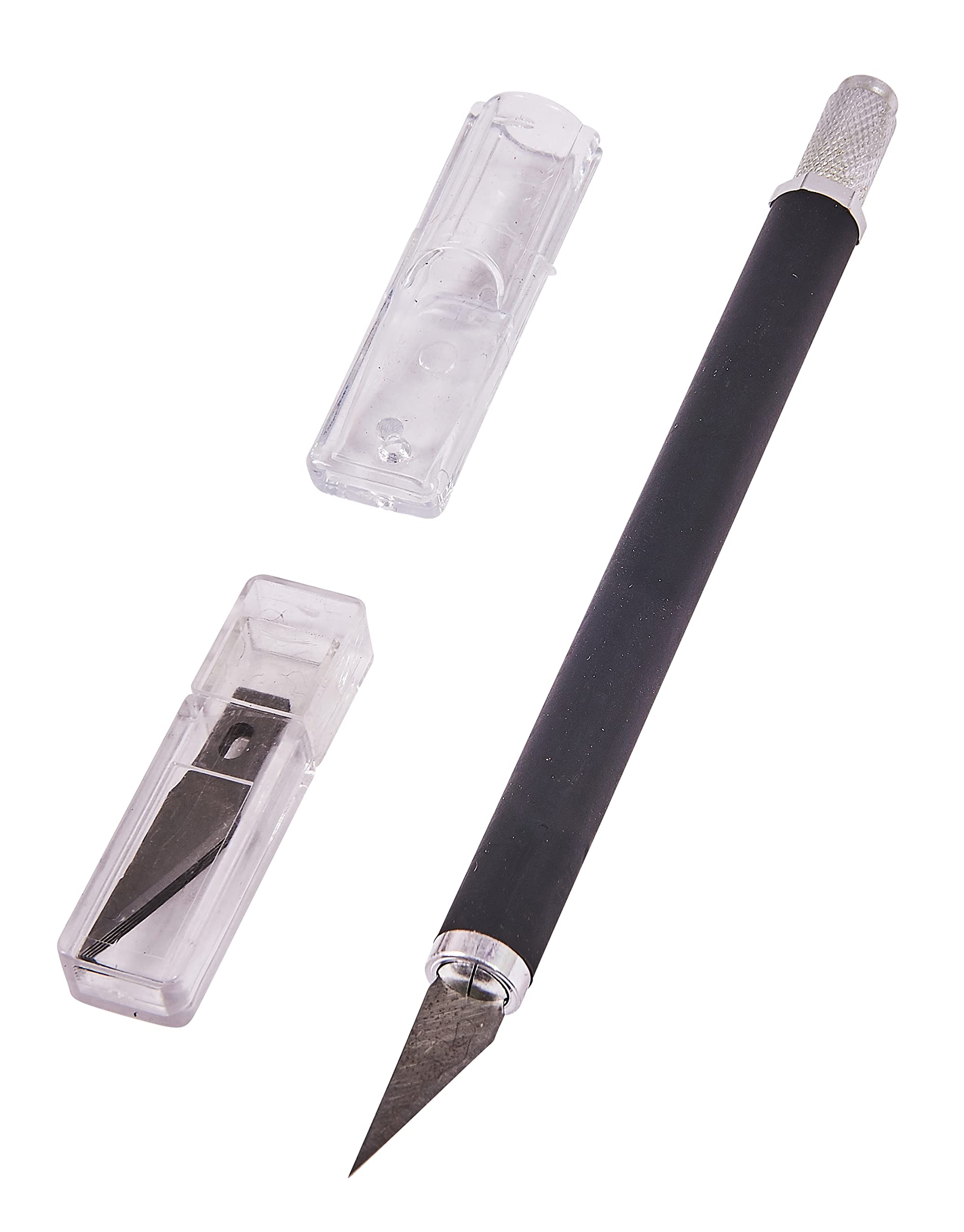 Amtech S0492 Hobby Knife with 5 Blades, Craft Scalpel, Precision Knife for Paper Cutting, Art, Modelling