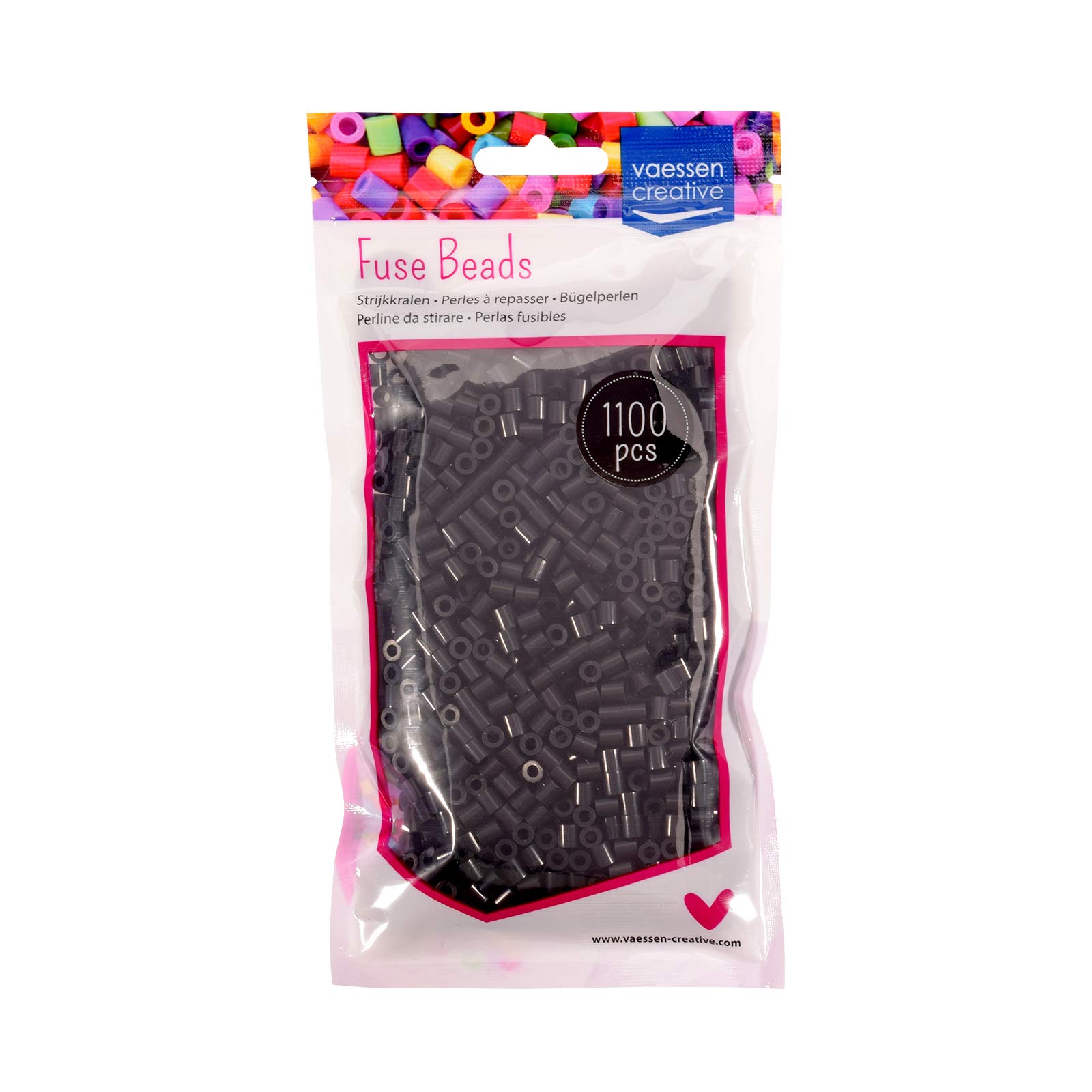 Vaessen Creative Fuse Beads, Black, Set of 1100 Pieces for DIY Crafts with Kids, Making Jewelry, Homemade Decorations and Other Crafty Ideas, 5mm