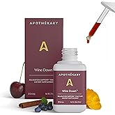 Apothékary Wine Down, Natural Sleep and Relaxation Support, Alcohol-Free Red Wine-Inspired Herbal Liquid Drops, Consists of Blue Vervain, Tart Cherry, and California Poppy, 1 oz, 30 Servings