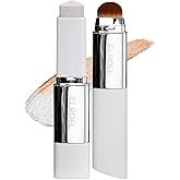ELROEL Blanc Cover Cream Stick V White - Korean Color-Changing Foundation Stick with Volufiline - Medium to Full Coverage Dewy Finish Base Makeup - Dual-Ended with Detachable Brush (202 Natural)
