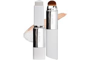 ELROEL Blanc Cover Cream Stick V White - Korean Color-Changing Foundation Stick with Volufiline - Medium to Full Coverage Dewy Finish Base Makeup - Dual-Ended with Detachable Brush (202 Natural)