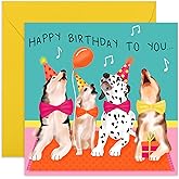 CENTRAL 23 Birthday Card Wife Husband - Singing Dogs - Birthday Card Mum Dad - Birthday Gift Girlfriend Boyfriend - Women Men Birthday Card - Son Daughter- Comes With Stickers