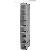 Whitmor Hanging Shoe Shelves - 8 Section - Closet Organizer - Grey