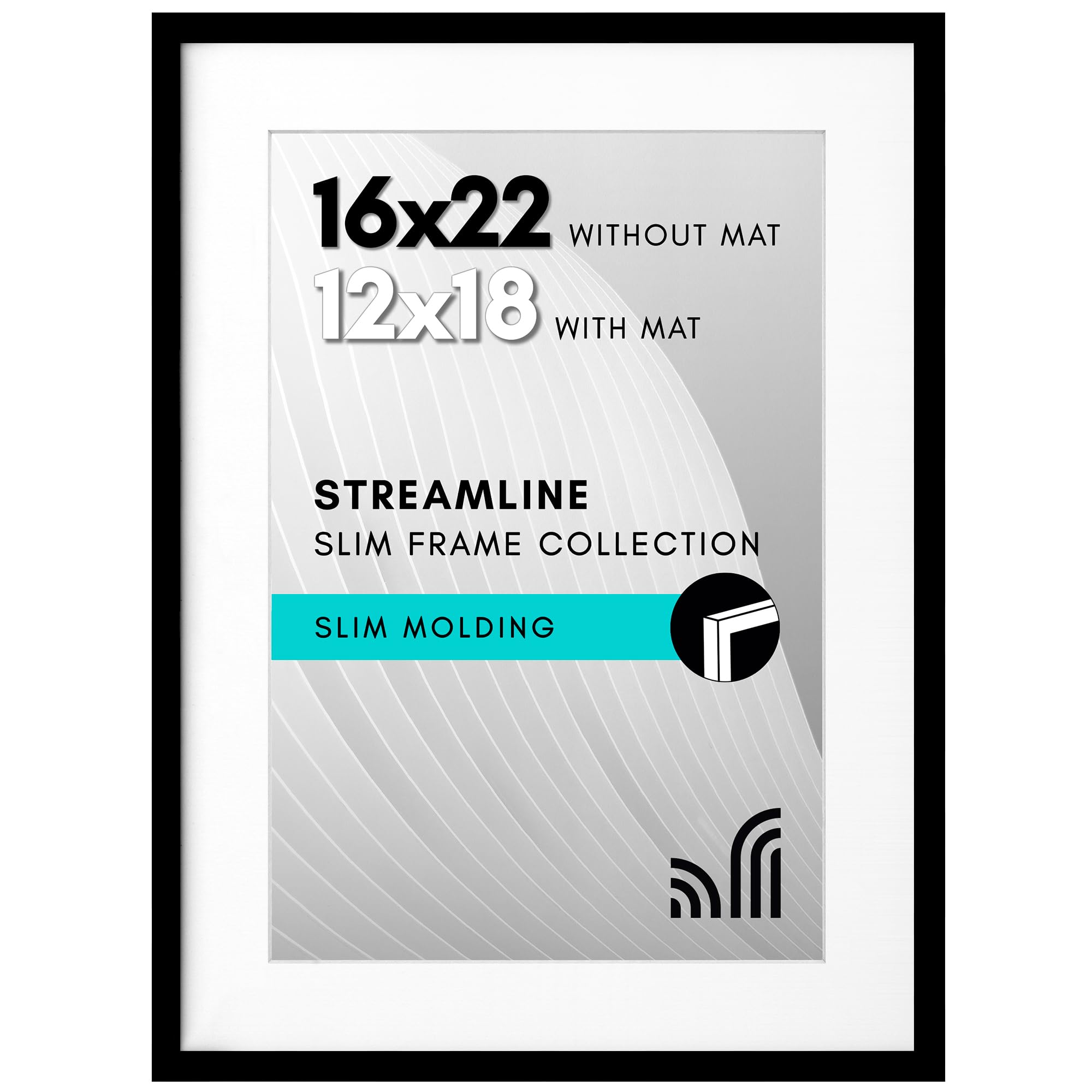 Photo 1 of Americanflat 16x22 Picture Frame with Polished Plexiglass - Use as 12x18 Frame with Mat or Display 16x22 Photo Without Mat - Streamline Collection - Thin Border Picture Frames for Wall - Black