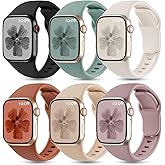 6 Pack Silicone Bands Compatible with Apple Watch Band 42mm 41mm 40mm 38mm 46mm 45mm 44mm 49mm Women Men, Patented Wristband Soft Sport Waterproof Strap for iWatch Series 11 10 9 8 7 6 5 4 3 SE Ultra