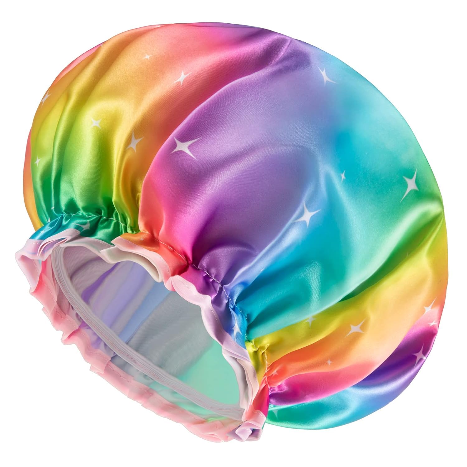 mikimini Shower Cap for Women, Reusable Shower Cap for Kids, Double Waterproof Hair Cap for Shower, Soft PVC Lining Bath Cap for Kids and Girls X-Large Pack of 2