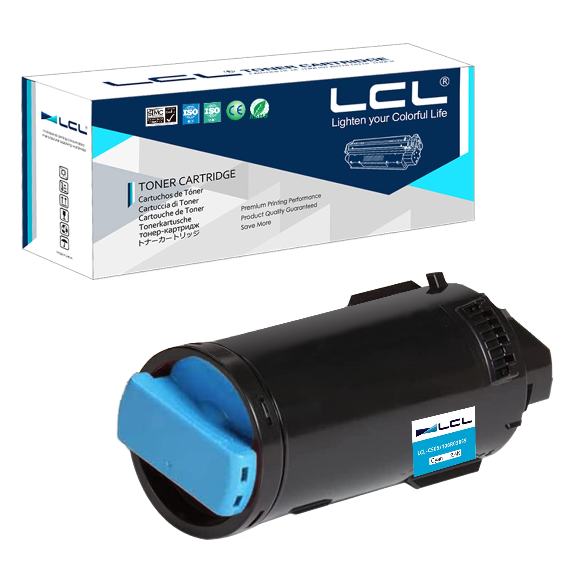 LCL Compatible Toner Cartridge for VersaLink C500 C505 106R03859 2400PAGES (1 Cyan) Replacement for Xerox VersaLink C500 C505