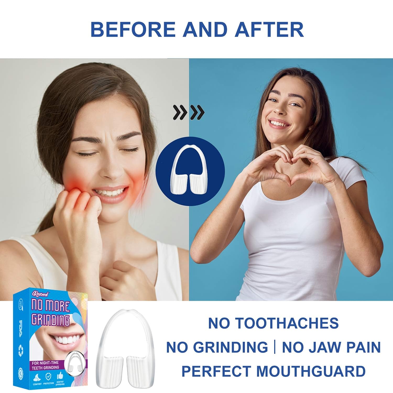 Mouth Guard for Grinding Teeth and Clenching Anti Grinding Teeth Custom Moldable Dental Night Guard Professional Dental Night Guards to Prevent Bruxism/Pack of 8 : Beauty