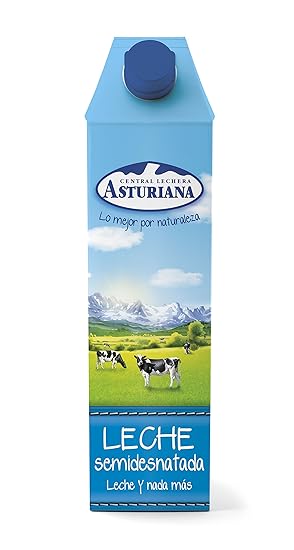 Central Lechera Asturiana - Leche UHT Semidesnatada 1000 ml - Pack de 6 (Total 6000