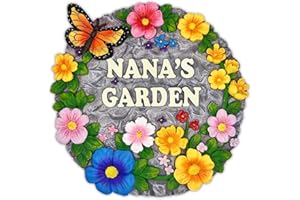 OrnamentallyYou Elegant Resin Stepping Stone, Outdoor Garden Pathway Decoration (Nana’s Garden Floral Stepping Stone, 9.5" Decorative and Gift for Grandmother)