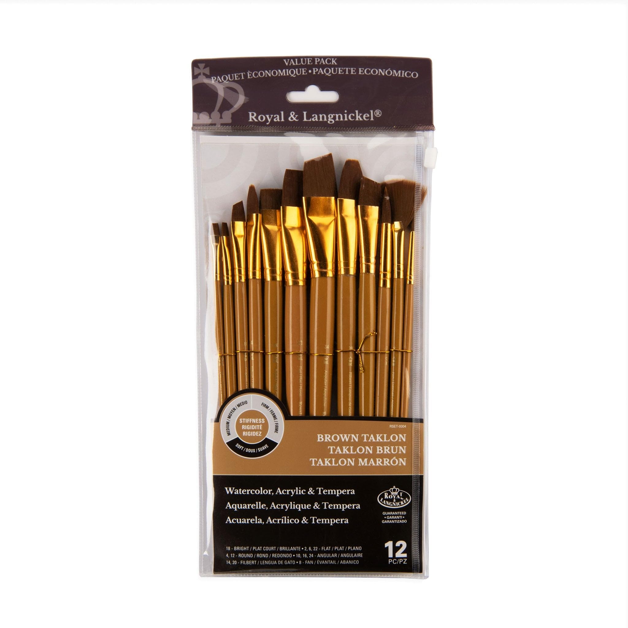 Royal and Langnickel RSET-9304 Taklon Variety Brush Set - Soft Black (Pack of 12)