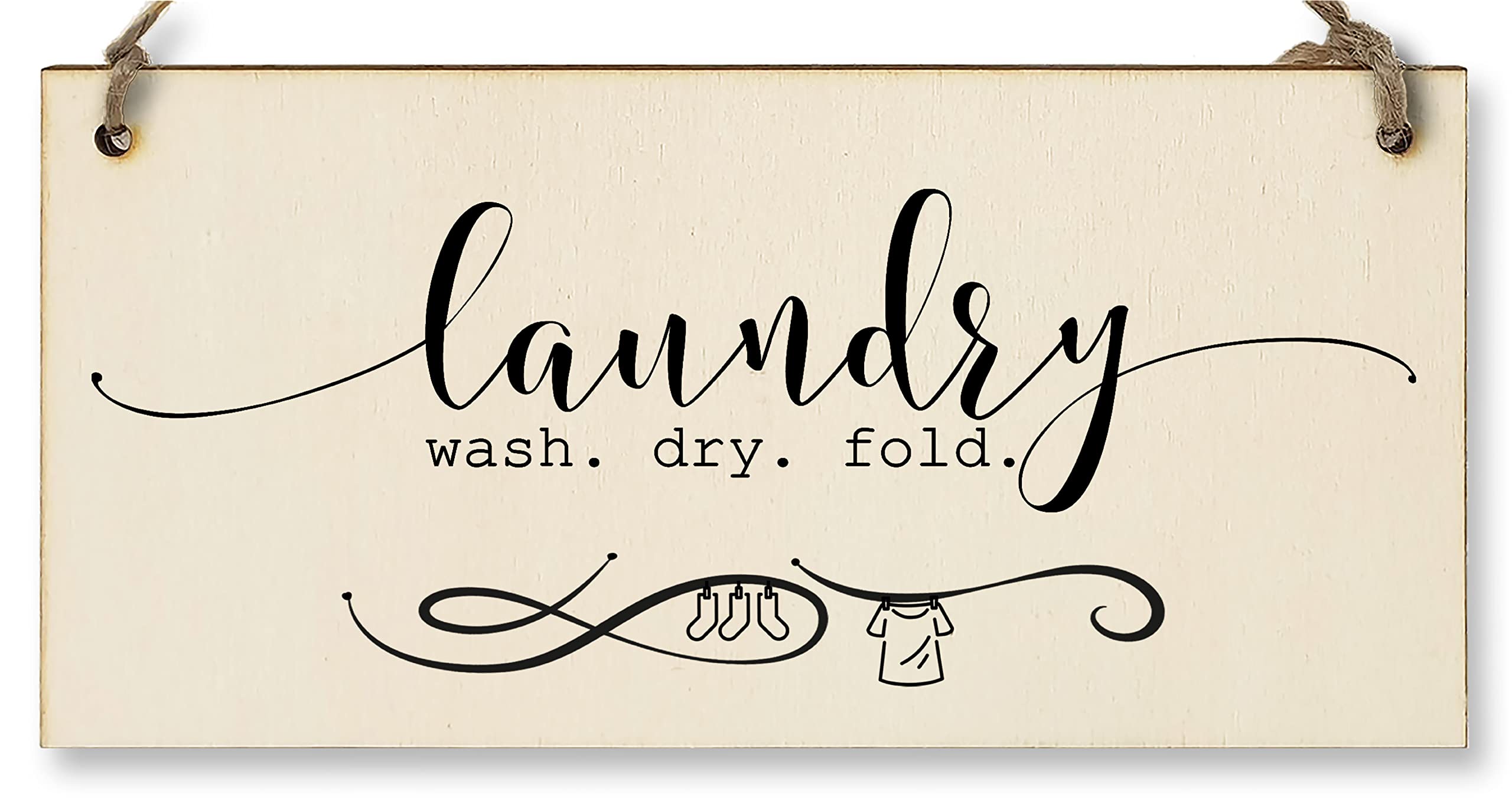 Handmade Wooden Hanging Wall Plaque Laundry Wash Dry Fold Funny Washing Decorative Sign for Utility Room