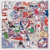 50 PCS Philadelphia City Philliezzz Stickers Baseball Colorful Aesthetic Decals Vinyl Sticker Waterproof for Water Bottle Computer Laptop Luggage Phone Car Skateboard Bumper 2-3 inches
