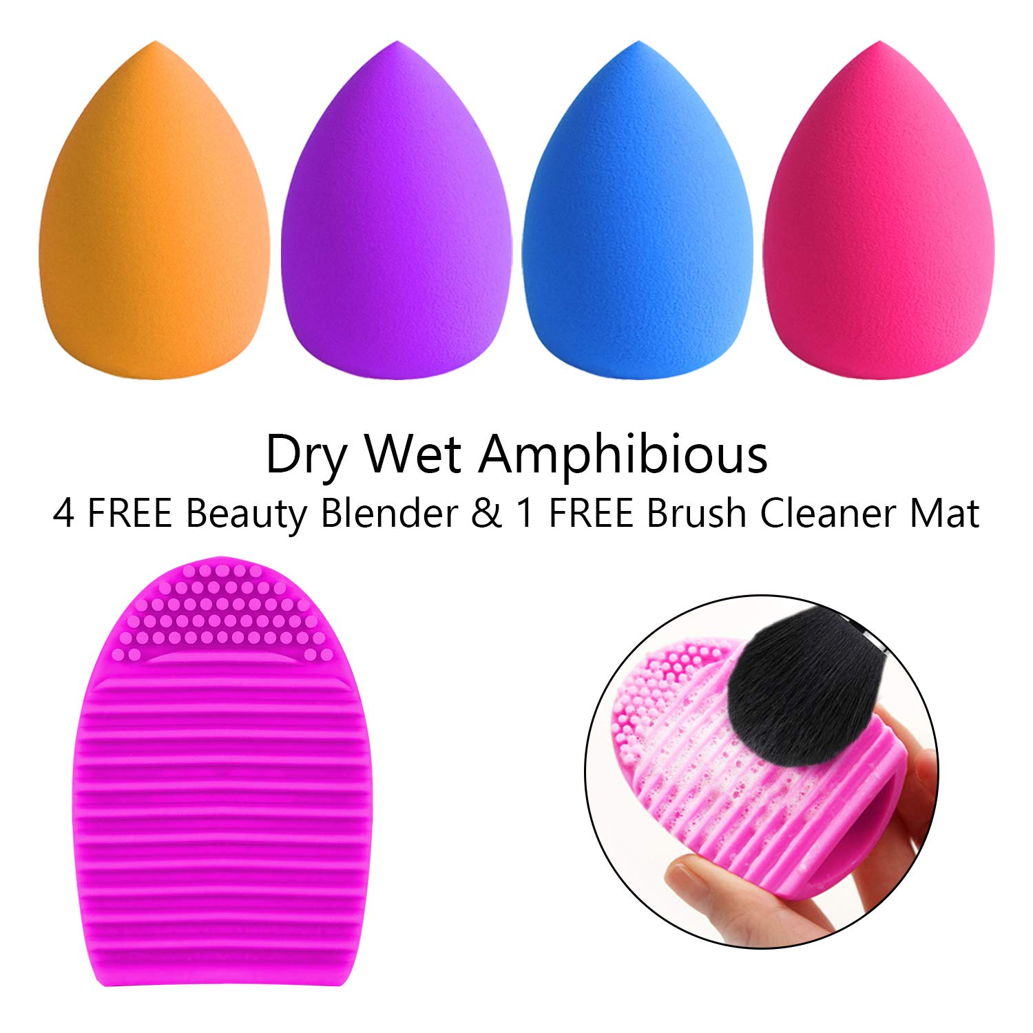 BESTOPE 16Pcs Makeup Brushes Set, 4Pcs Beauty Blender Sponge Set and 1 Brush Cleaner, Premium Synthetic Foundation Brushes Blending Face Powder Eye Shadows Make Up Brushes Kit: Beauty