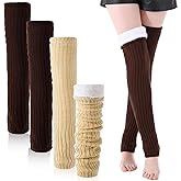 Cutecrop Fleece Over Knee Leg Warmer for Women Extra Long Leg Warmers Knit Thick Boot Cuffs Socks for Winter