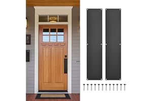 GLOKUUCA 2 Pcs Push Door Plate - 3.3 x 15 Inches Aluminum Door Push Plate Door Kick Plate,1.5mm (1/16 Inch) Thickness,Metal Door Plate with 12 Screws for Door Interior Exterior (Black)