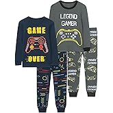 Vopawetty Boys 4-Piece Pajamas Cotton Christmas Halloween Pjs Set Kids Sleepwear