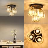 FORCOSO Ceiling Light 3 Light Black Gold Crystal E27 Living Room Bedroom view 2