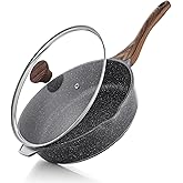 SENSARTE Nonstick Deep Frying Pan Skillet, 12-inch Saute Pan with Lid, Stay-Cool Handle, Chef Pan Healthy Stone Cookware Cook
