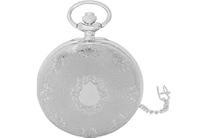 Vintage Style Metal Quartz Pocket Watch with Chain and Elegant Engraving - Pocketwatch Clock for Men - Great for Personalized