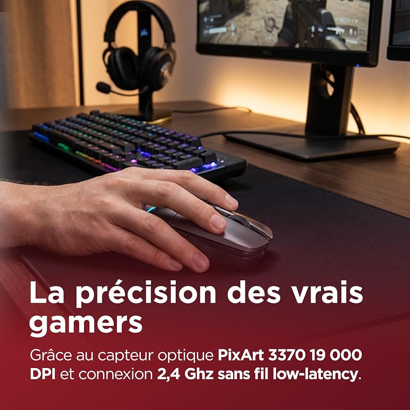 Souris de Jeu sans Fil Legion M600s Qi 6 Boutons - Noir