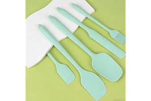 5pcs Silicone Spatula Set, Food Grade Cake Cream Scrapers And Baking Tools, Non-Stick Cookware, Easy to Clean, Green