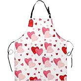 Dacawin Love Heart Apron Happy Valentine's Day Aprons with Pocket Red and Pink Hearts Adjustable Bib Aprons for Women Romantic Sweety Valentie Waterproof Bibs for Pet Chef Kitchen Wife Gift