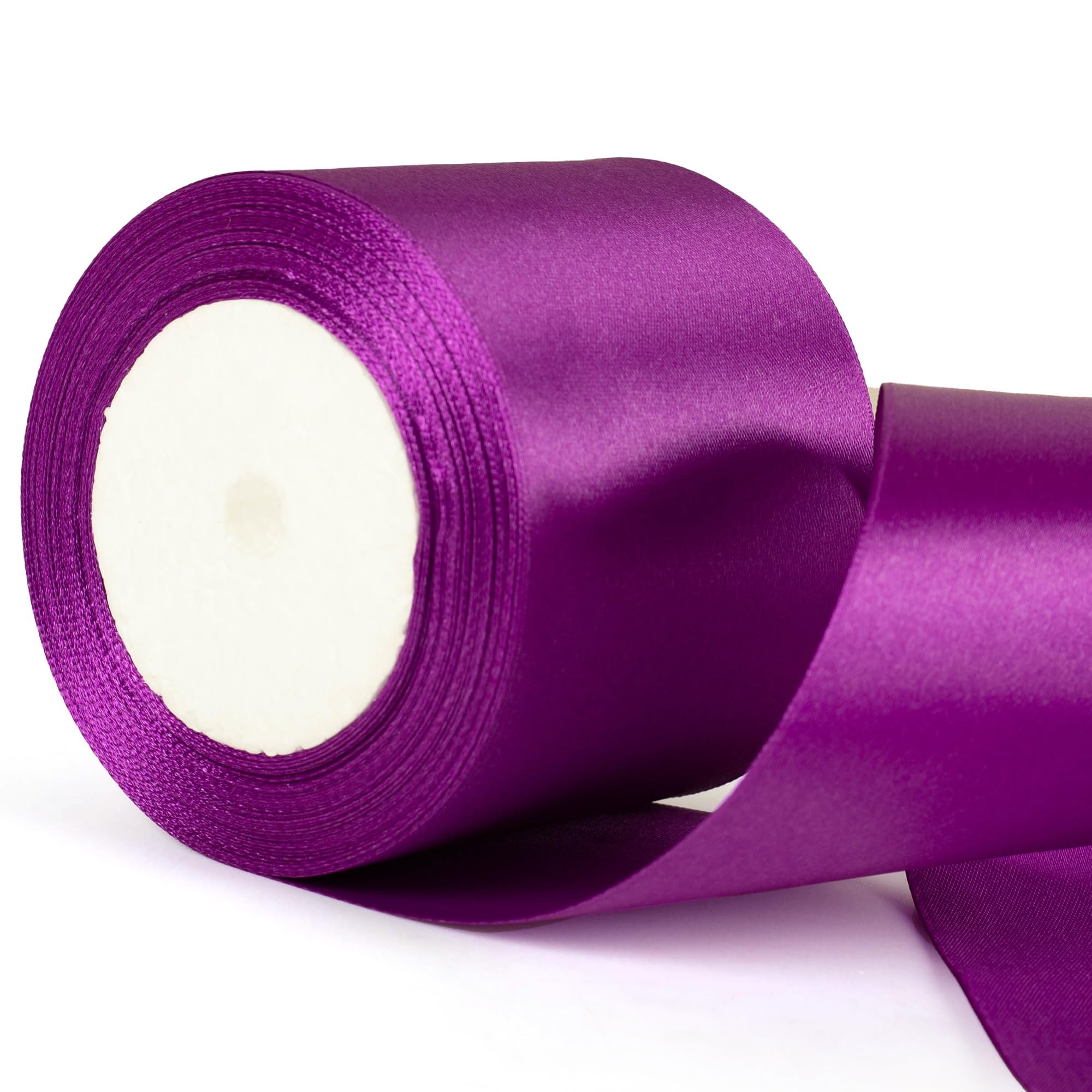 75mm Wide Dark Purple Thick Ribbon for Gift Wrapping 22m, Thick Purple Ribbons Fabric Satin Ribbon for Present Wrapping Christmas Florist Bouquet Cake Hair Bow Crafting Wedding Car Decoration