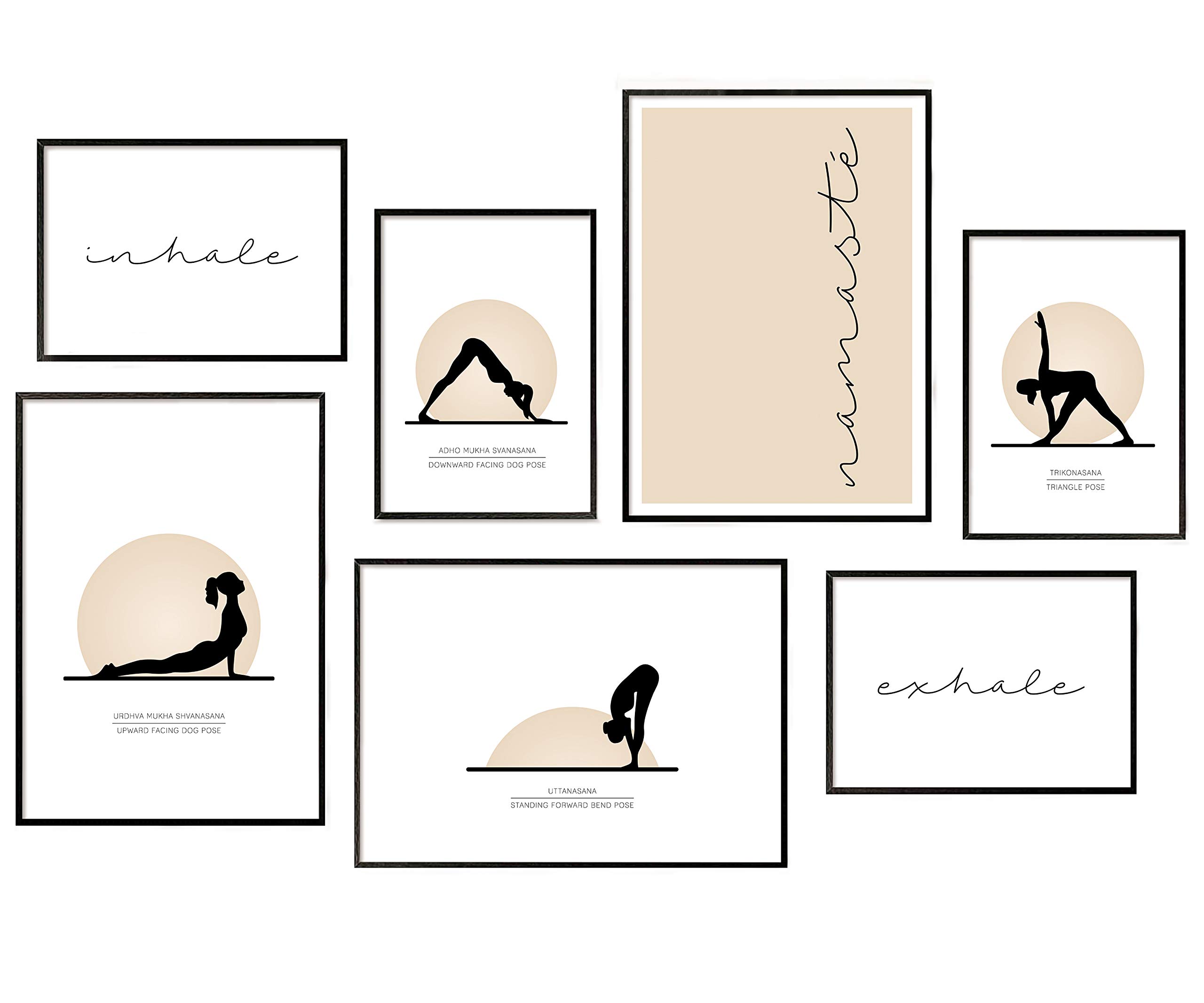 Hyggelig Home Premium Poster Set - 7 Yoga Pictures - Asanas Poses Namaste for Studio, Living Room, Bedroom - Without Frame