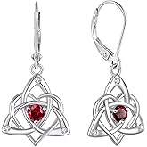 Starchenie Celtic Knot Dangle Earrings Sterling Silver Trinity Love Knot Leverback Earrings Gemstones Jewelry for Women