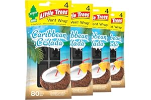 LITTLE TREES Car Air Freshener | Vent Wrap Provides Long Lasting Scent, Invisibly Fresh | Caribbean Colada, 16 Air Fresheners