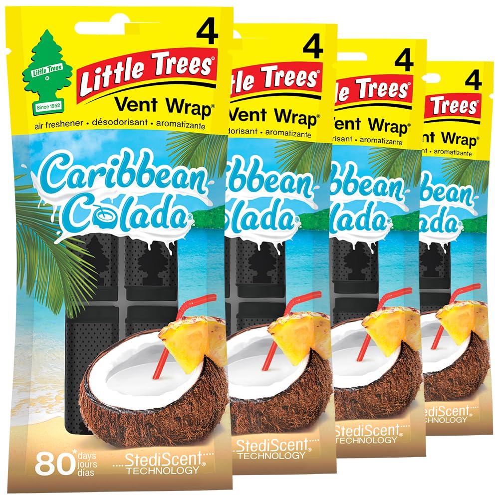 Photo 1 of LITTLE TREES Car Air Freshener | Vent Wrap Provides Long Lasting Scent, Invisibly Fresh | Caribbean Colada, 16 Air Fresheners