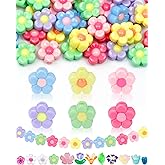 FIVEIZERO 200PCS Acrylic Flower Beads for Bracelets, Solid Color Five Petal Bead Charms for DIY Jewelry Making, Necklaces & Craft Supplies