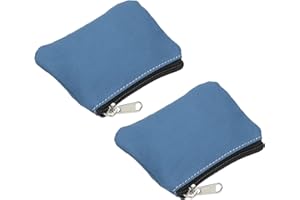PATIKIL 3" x 5" Coin Purse Pouch, 2 Pack Change Purses Small Organizer Bags with Zipper Canvas for Home, Dark Blue