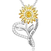 Jnrbecm Sunflower Necklaces for Women Anniversary Birthday Gifts for Women Wife Gifts for Her You Are My Sunshine Necklace for Women Her Wedding Christmas Mother
