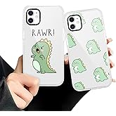 Zrutru 2 Pack Cute Clear Dinosaur Phone Cases for iPhone 11 Case Cartoon Dinosaur Design Funda for Women Girls Boys Soft TPU Bumper Protective Cover for iPhone 11 6.1 Inch