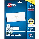Avery Easy Peel Printable Address Labels with Sure Feed, 1" x 4", White, 500 Blank Mailing Labels (08161)