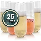 Reli. Champagne Flutes Plastic | 25 Pack | 9 oz - Clear | Stemless Premium Plastic Champagne Flutes | Party-Perfect for Celebrations