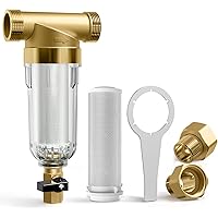 SimPure 40 Micron Spin Down Sediment Filter, Plus Extra 200μm Element, Reusable Whole House Sediment Water Filter, Pre…