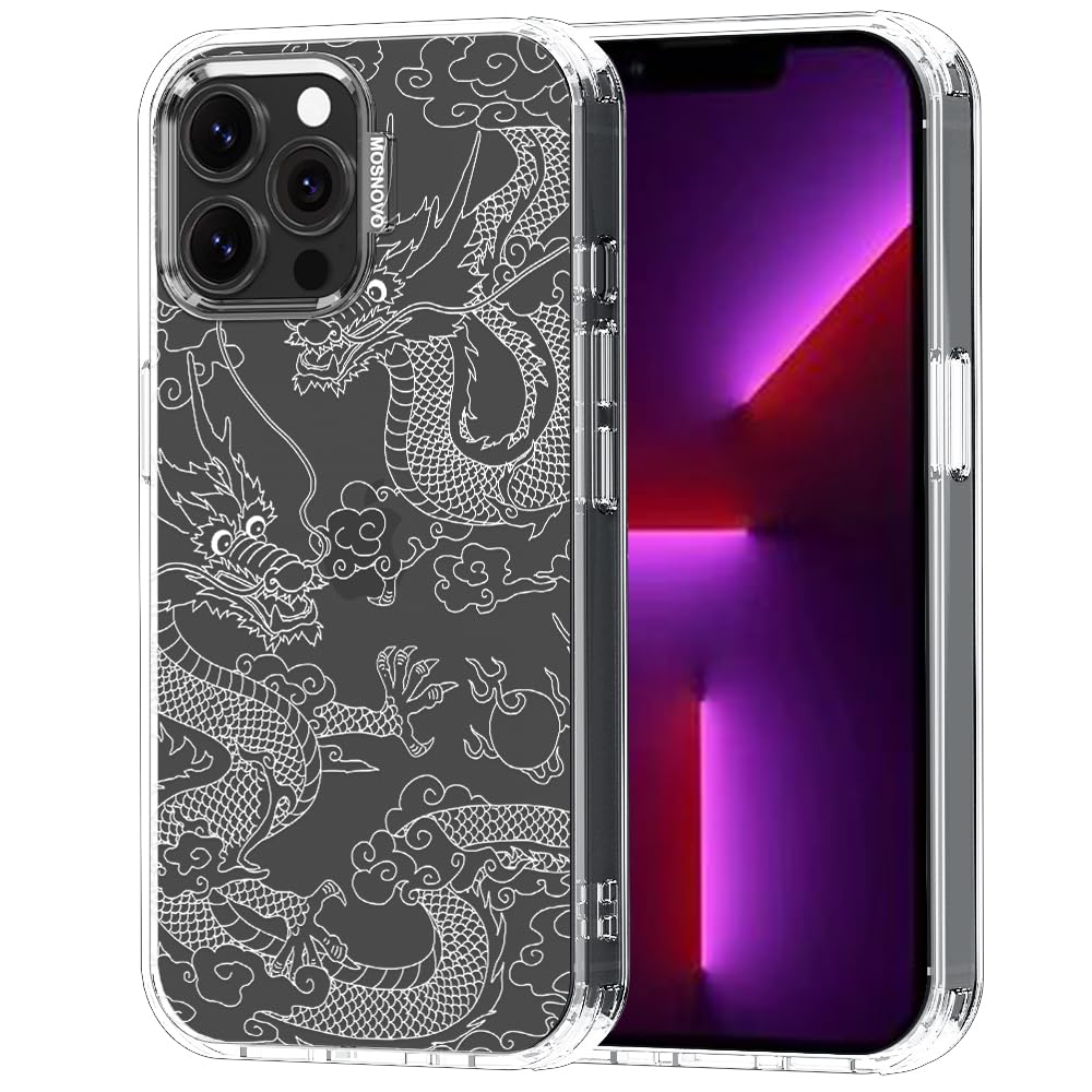 MOSNOVO Case for iPhone 13 Pro Max, [Buffertech 6.6ft Military-Grade Drop Protection] [Anti Peel Off Tech] Clear TPU Bumper Phone Case Cover Design - White Dragon — image 1