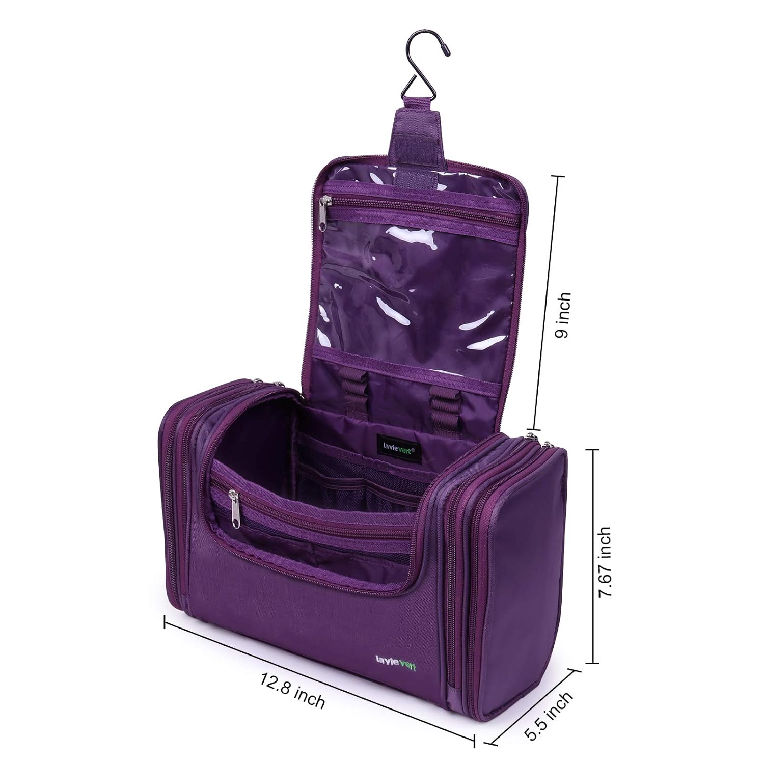 Lavievert Toiletry Bag/Makeup Organizer/Cosmetic Bag/Portable Travel Kit Organizer/Household Storage Pack/Bathroom Storage with Hanging for Business, Vacation, Household - Purple : Beauty