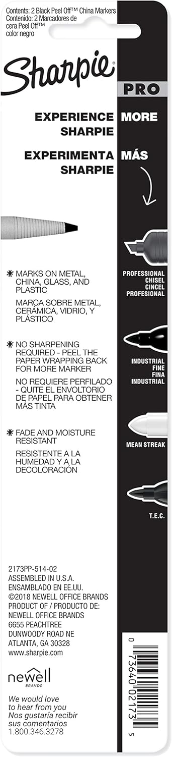 Sharpie 2173PP Peel-Off China Markers, Black, 2-Count : Permanent Markers : Office Products