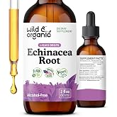 Wild &amp; Organic Echinacea Tincture - Immune &amp; Lymphatic Drainage Drops - 2oz | Immune &amp; Lymphatic Drainage Supplements - Liquid Echinacea Herb Drops - Add to Tea - Angustifolia Extract - Alcohol-Free