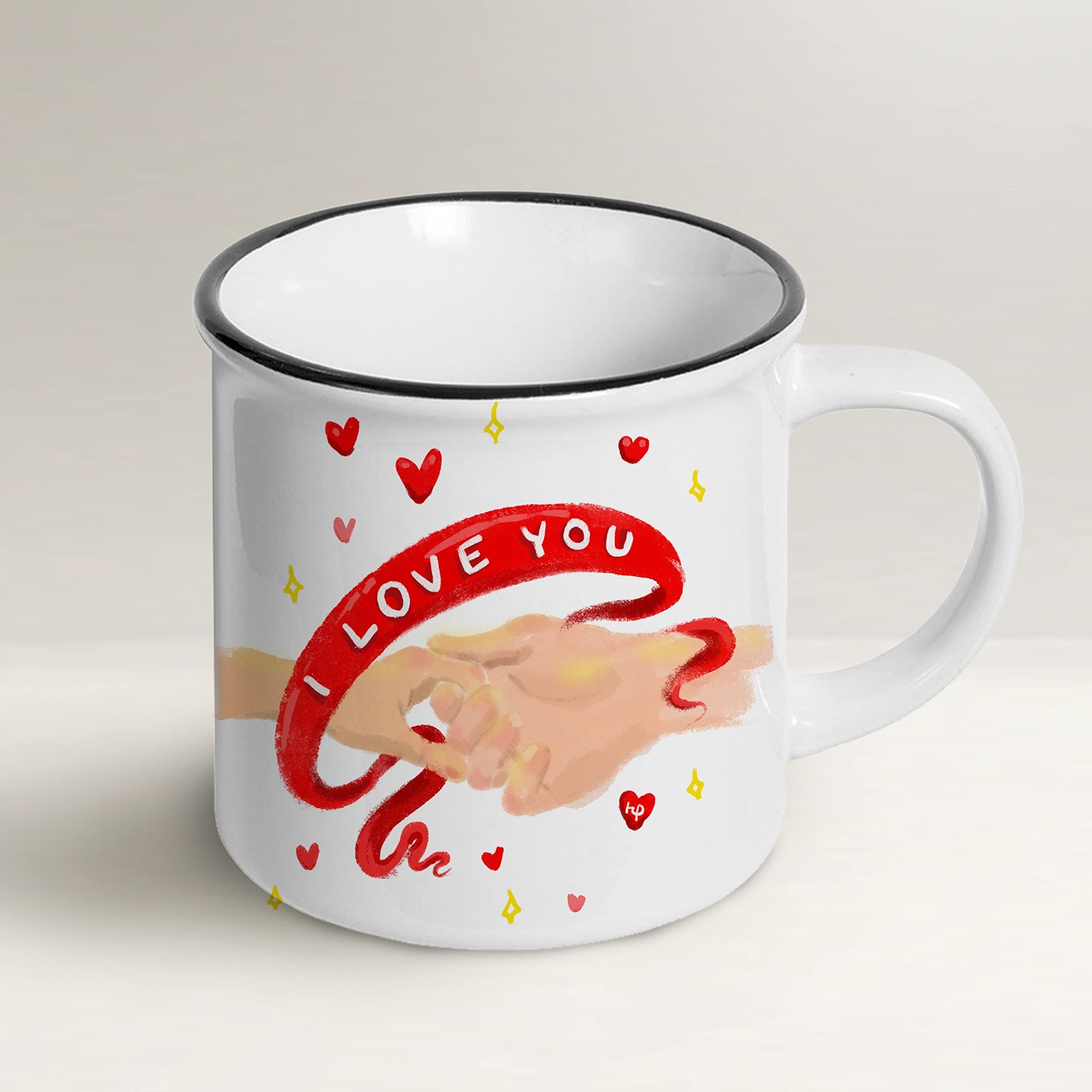 Mug Lover - I Love You - Coffee Cup Gift Idea - Mug with Envelope and Greeting Card and Organza Bag