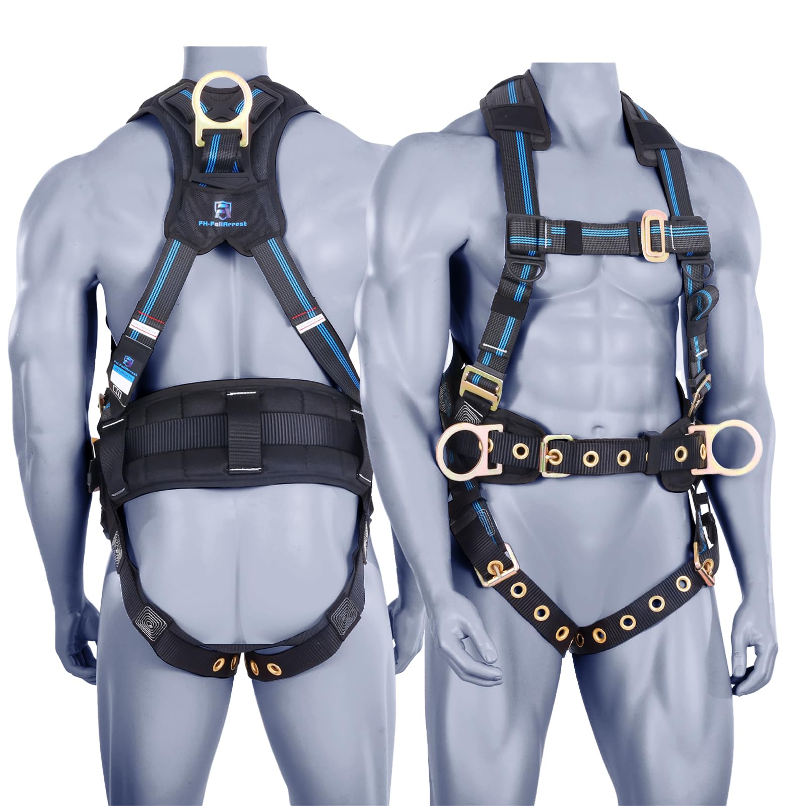 Photo 1 of FHFallArrest Safety Harness Fall Protection Kit,5pt Full-Body Roofing harness with Support Waist Pad,Vented & Padded Shoulder For Construction(XL/2XL)