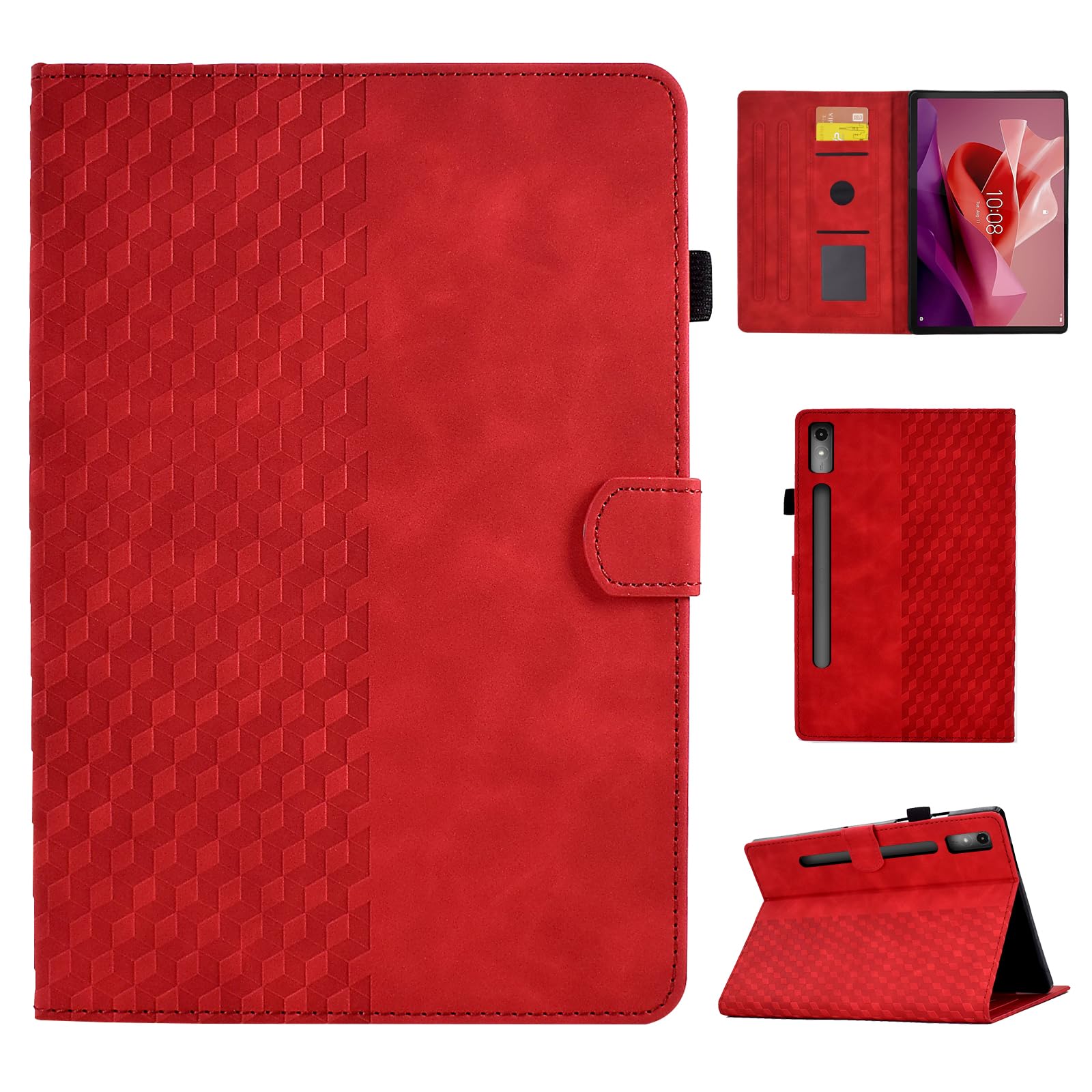CASAFUNY Case for Lenovo Tab P12 - 12.7 Inch 2023 Protective Tablet Cover with Multi-Angle Stand, Auto Wake/Sleep Function - Red — image 1