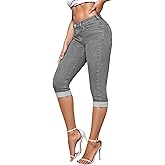 Hybrid & Company Women's Stretchy Slim Fit Denim Capri Jeans
