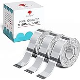 Phomemo D30 Thermal Label, self-Adhesive Transparen Label,14mm * 30mm(1/2"*1 1/8"), Compatible with PhomemoD30 Labels Printer, 210 Labels/roll, 3 Rolls (Transparent Paper)